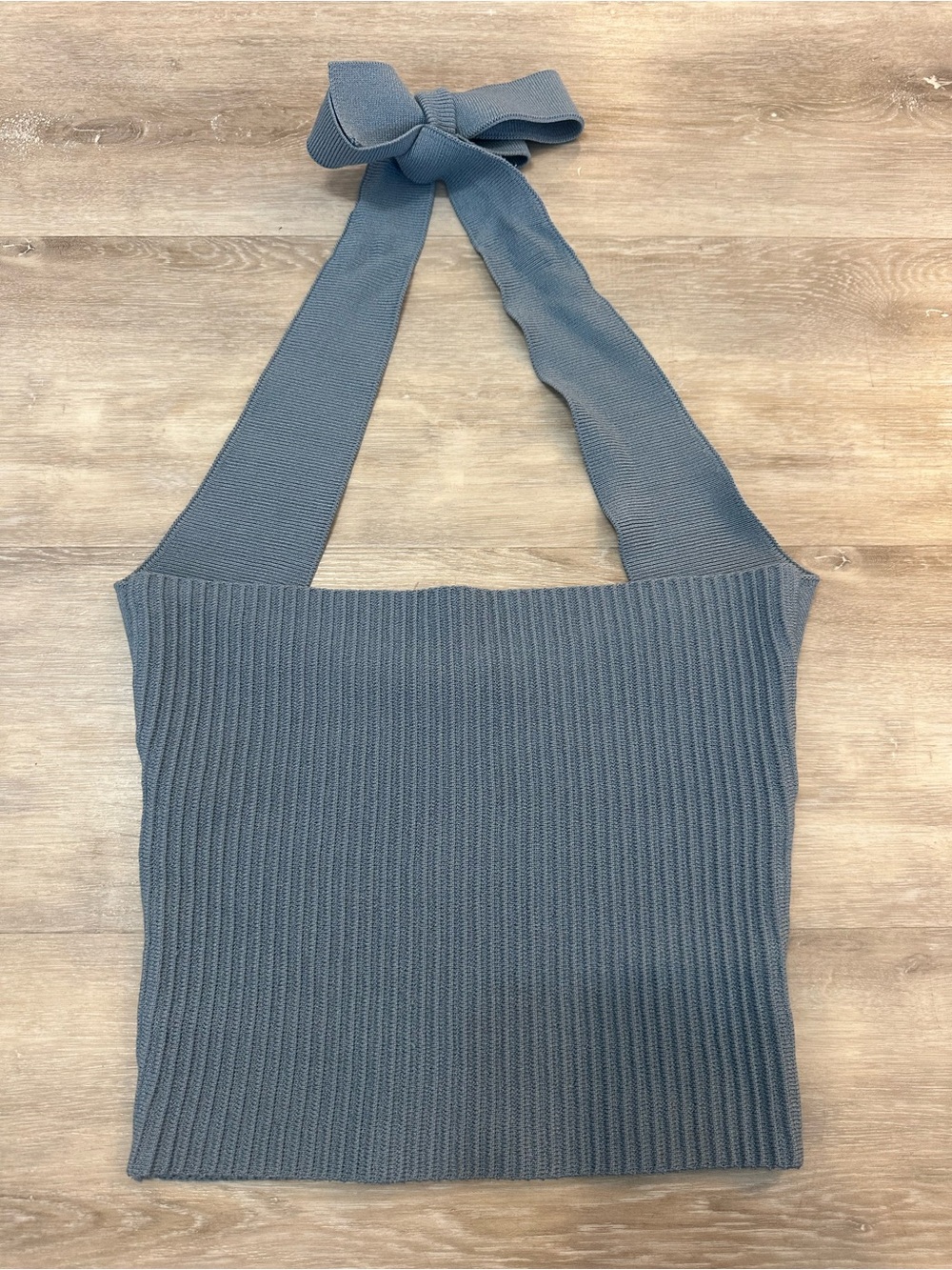 OAK + FORT, Women’s Blue Ribbed Halter Tank, size XS